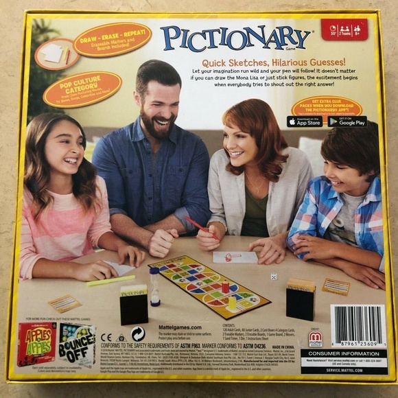 NEW Pictionary Family Board Game by Mattel - Picture 2 of 3